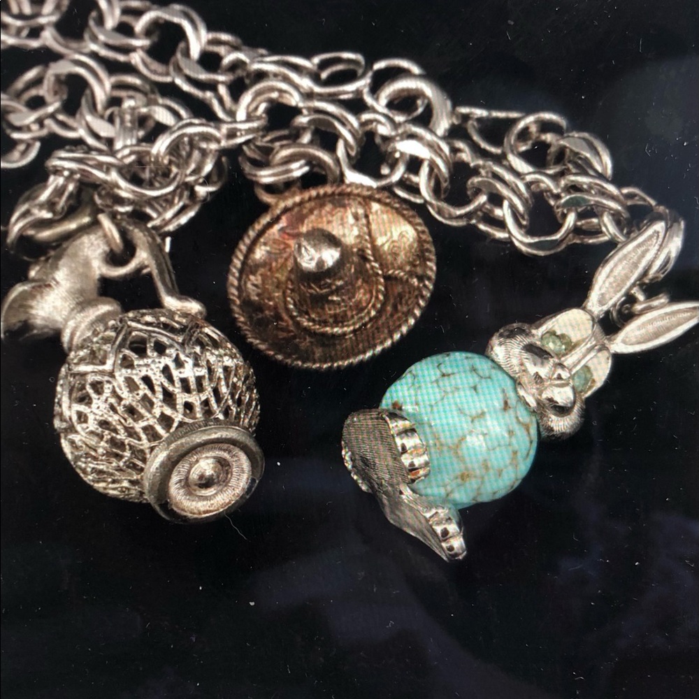 Sterling Charm Bracelet With Spring Ring Closure - image 2